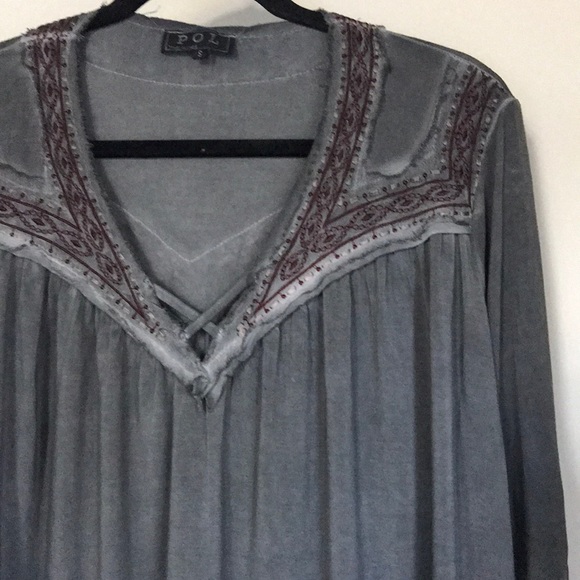 Sold Pol Buckle mineral wash embroidered trim top - Picture 3 of 7